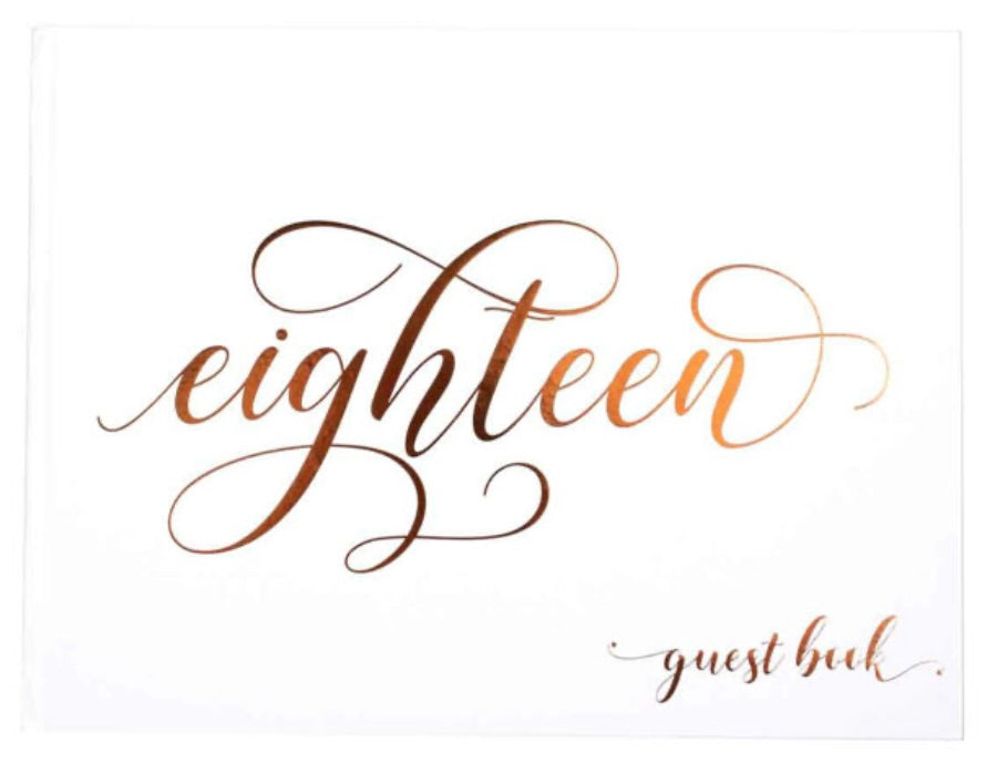 18th birthday Guest Book - White and Gold