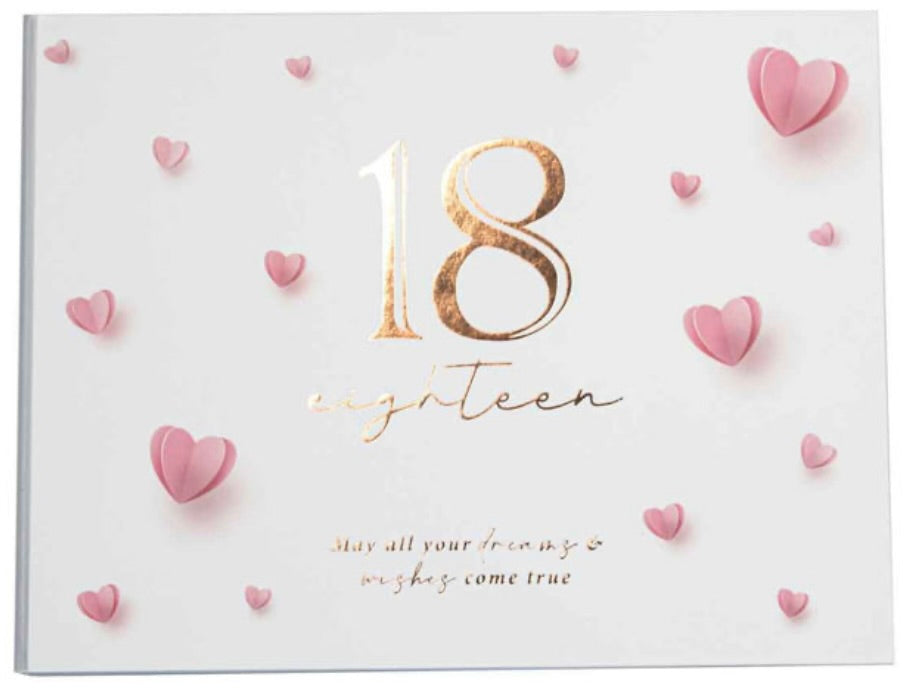18th birthday Guest Book - hearts