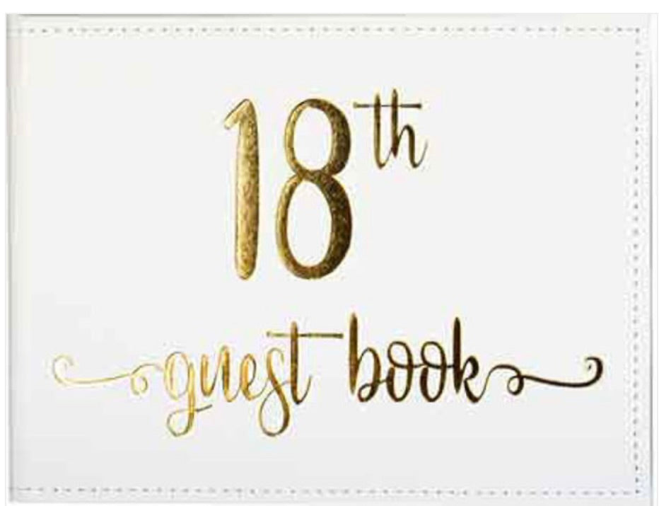 18th birthday Guest Book - White and Gold