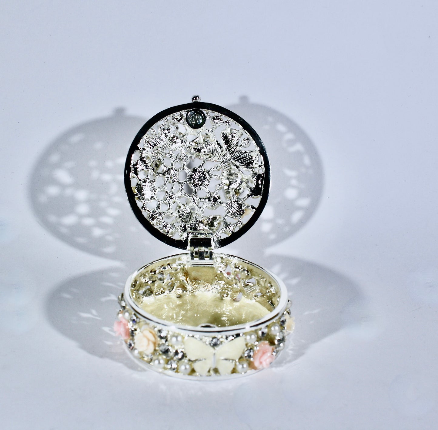 Epoxy Trinket Box With Butterflies and Roses