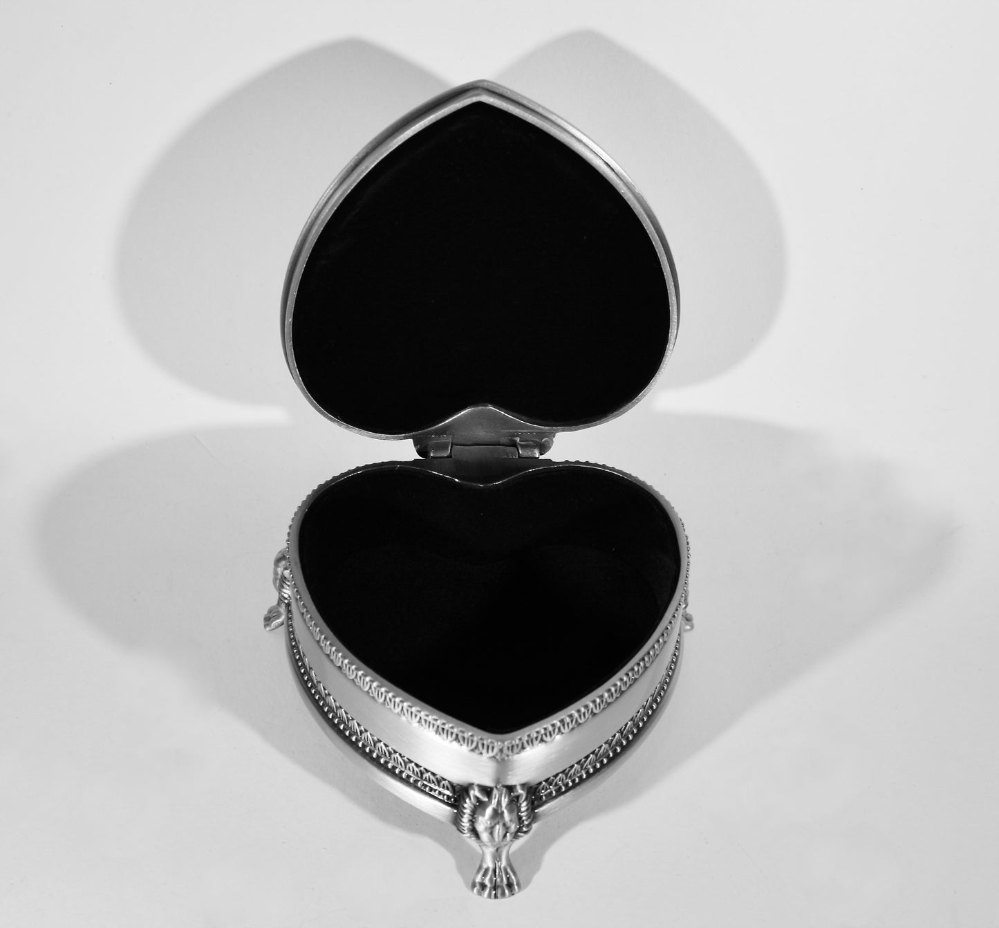 Heart Jewellery Box Heart Three Footed Pewter Finish