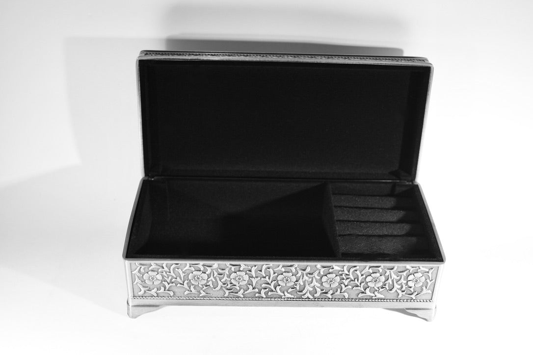 Jewellery Box Rectangle Footed 7” Pewter Finish