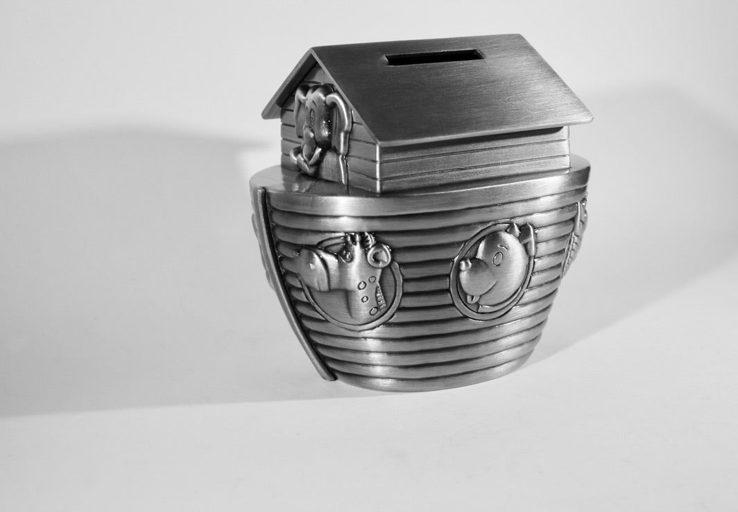 Pewter Plated Noah’s Ark Money Bank