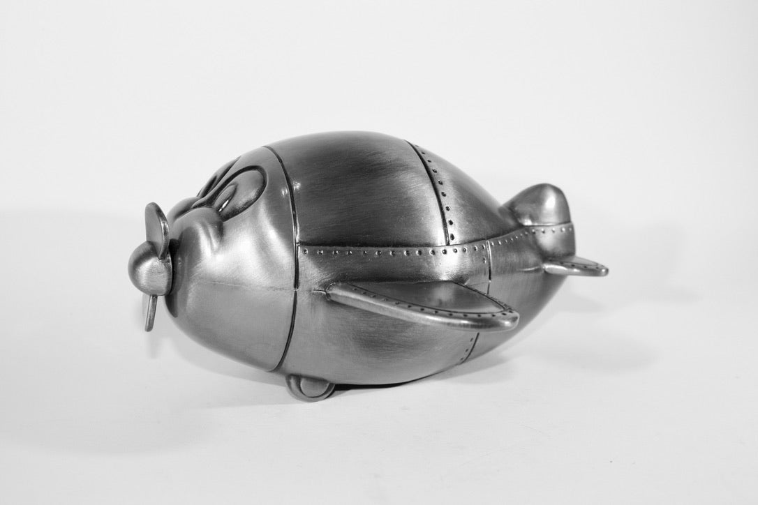 Pewter Plate Plane Money Bank