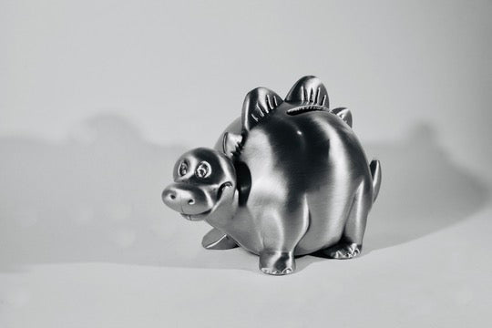 Pewter Plated Stegosaurus Money Bank