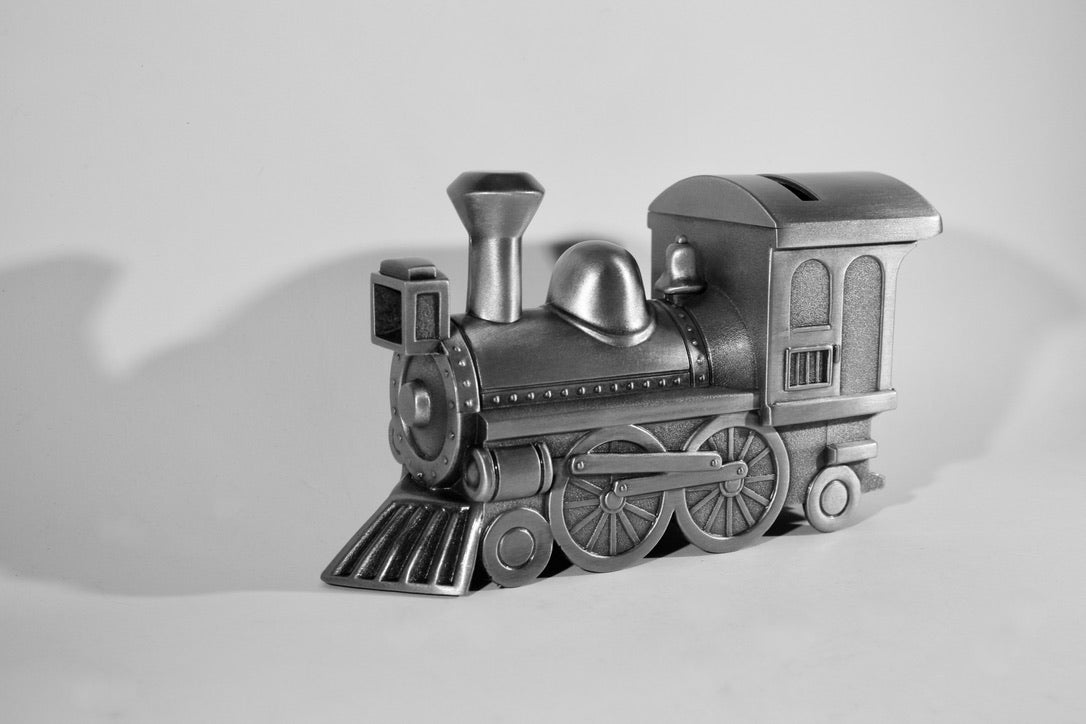Pewter Plate Train Money Bank