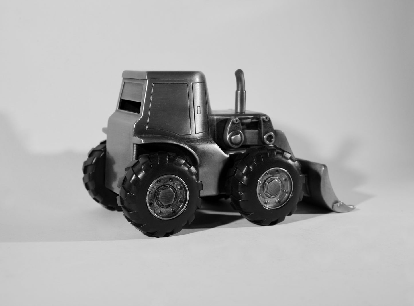 Pewter Plated Front End Loader Money Bank