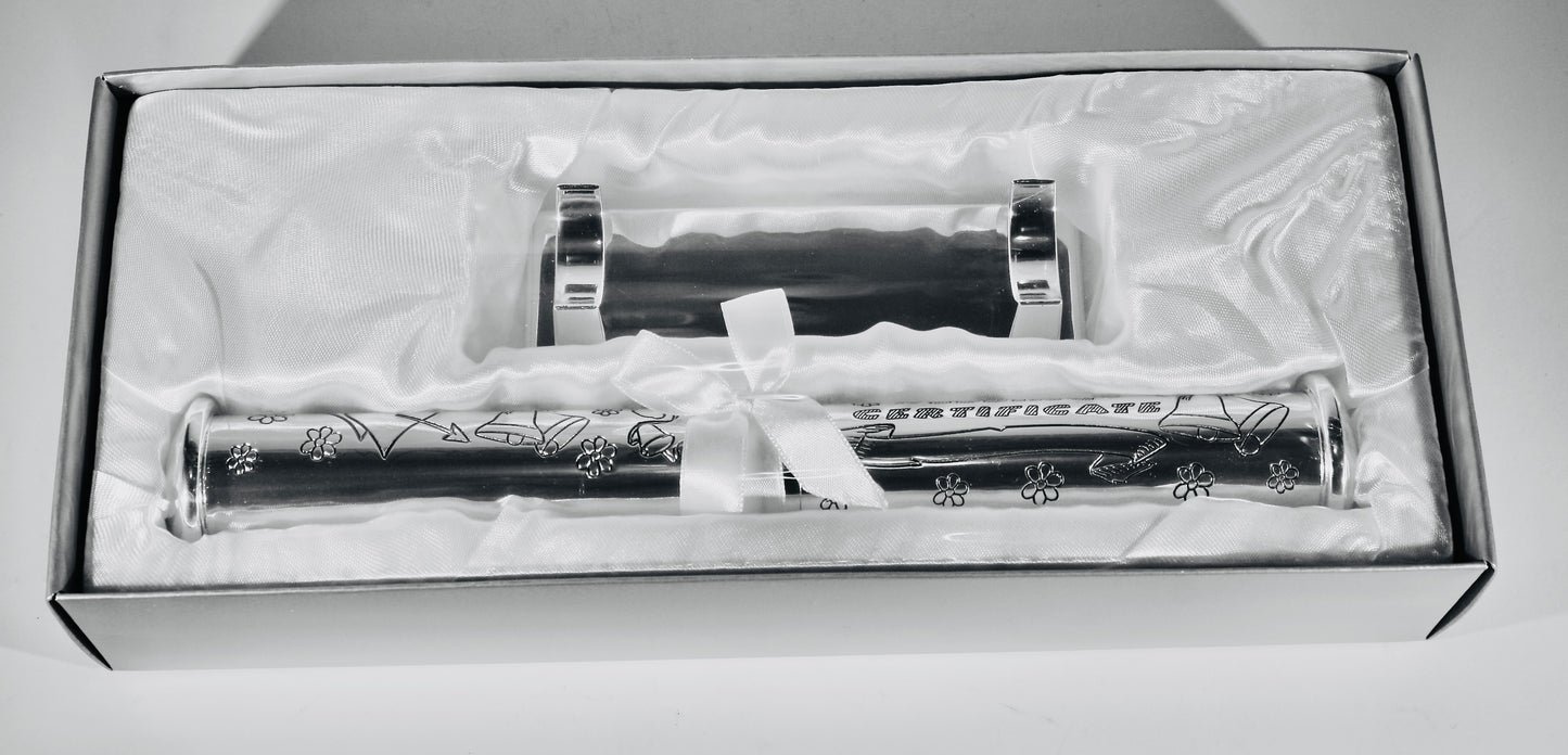 Silver Plated Birth Certificate Holder and Stand