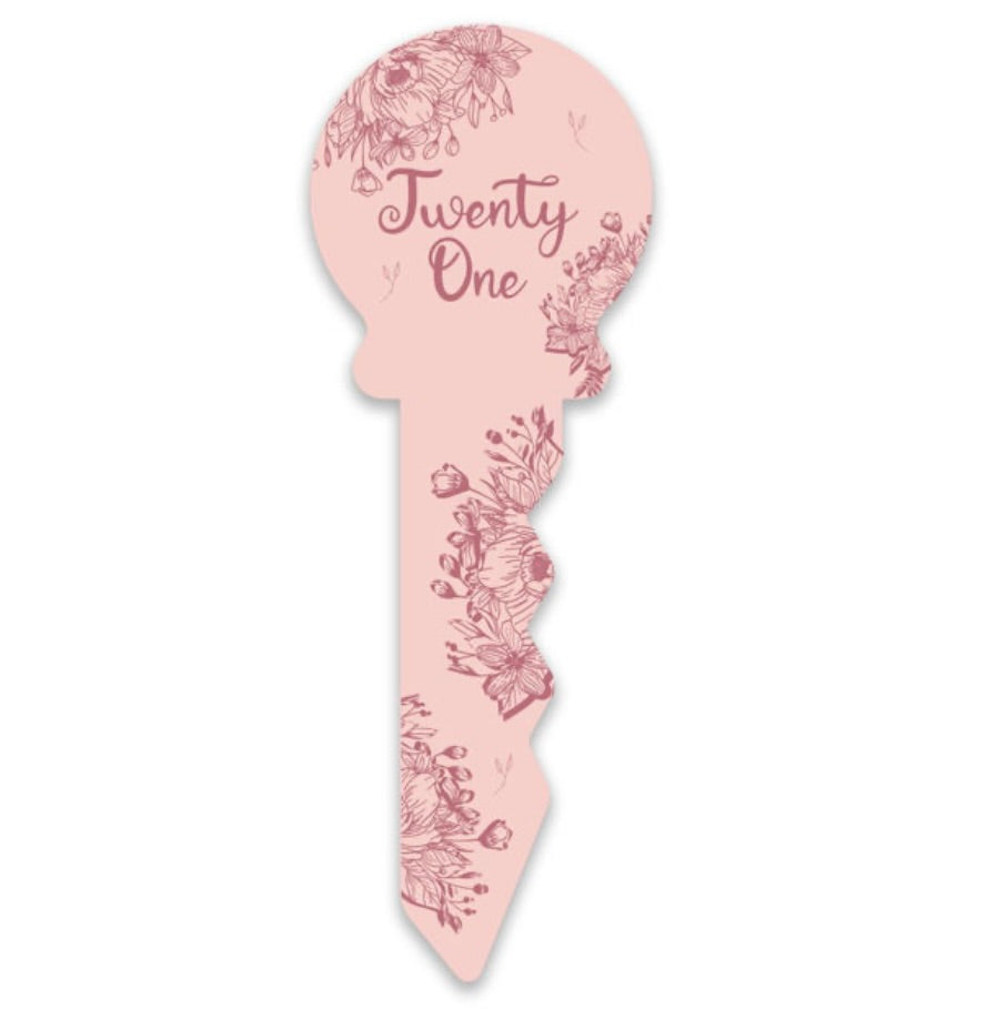 21st birthday keepsake signing floral key