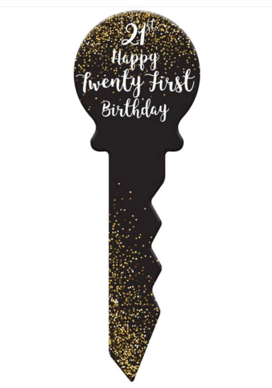 21st birthday keepsake signing black and gold key