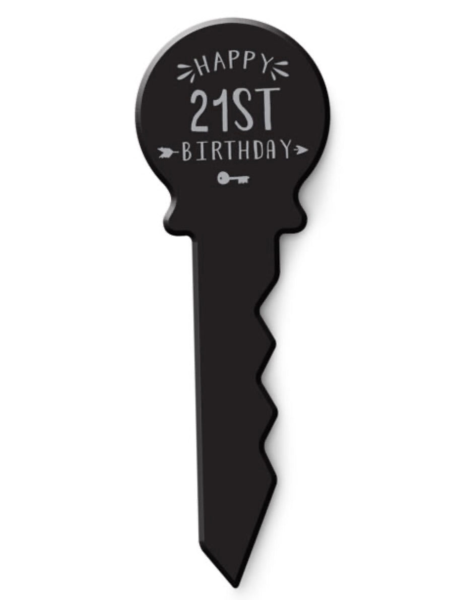 21st birthday keepsake signing black and silver key