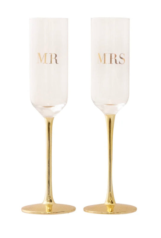 Cristina Re Mr and Mrs Crystal Champagne Flutes