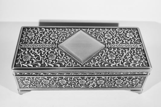 Jewellery Box Rectangle Footed 6″ Pewter Finish