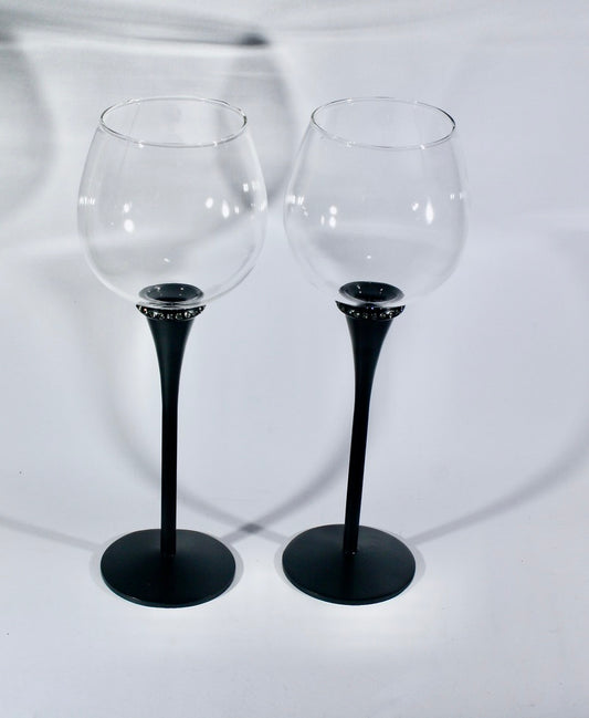 Noir Diamonte Wine Glass Pair