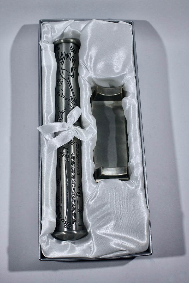 Pewter Plated Birth Certificate Holder and Stand