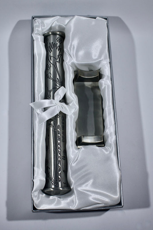 Pewter Plated Birth Certificate Holder and Stand