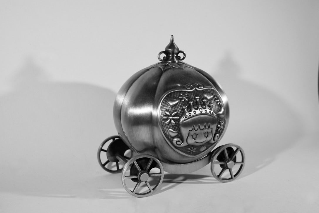 Pewter Plated Pumpkin Carriage Money Bank