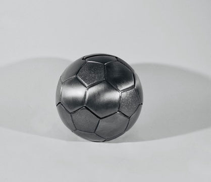 Pewter plated soccer ball money bank