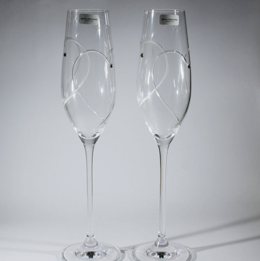 Royal Doulton Promises Flutes Two Hearts Set Of 2