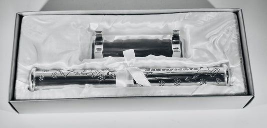 Silver Plated Birth Certificate Holder and Stand