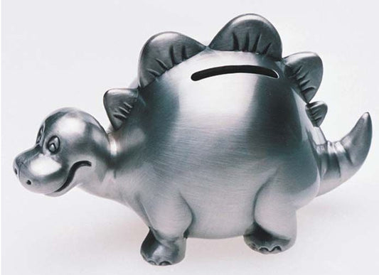 Pewter Plated Stegosaurus Money Bank