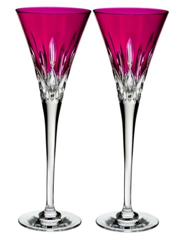 Waterford Crystal Lismore Pops Pink Flute Pair